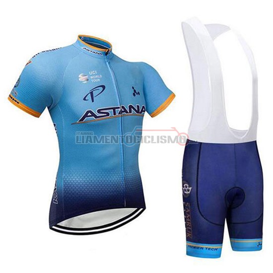 Abbigliamento Ciclismo Astana Manica Corta 2018 Blu